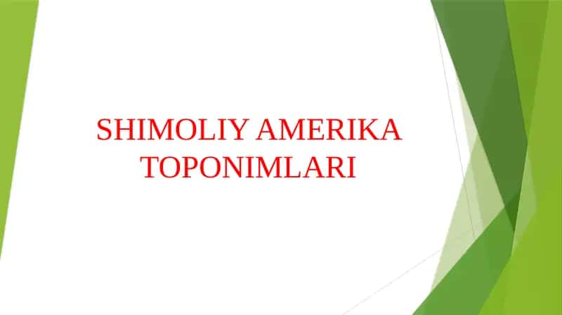 SHIMOLIY AMERIKA TOPONIMLARI