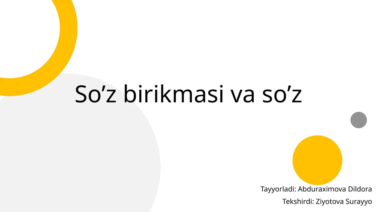 Hozirgi o'zbek adabiy tili fanidan