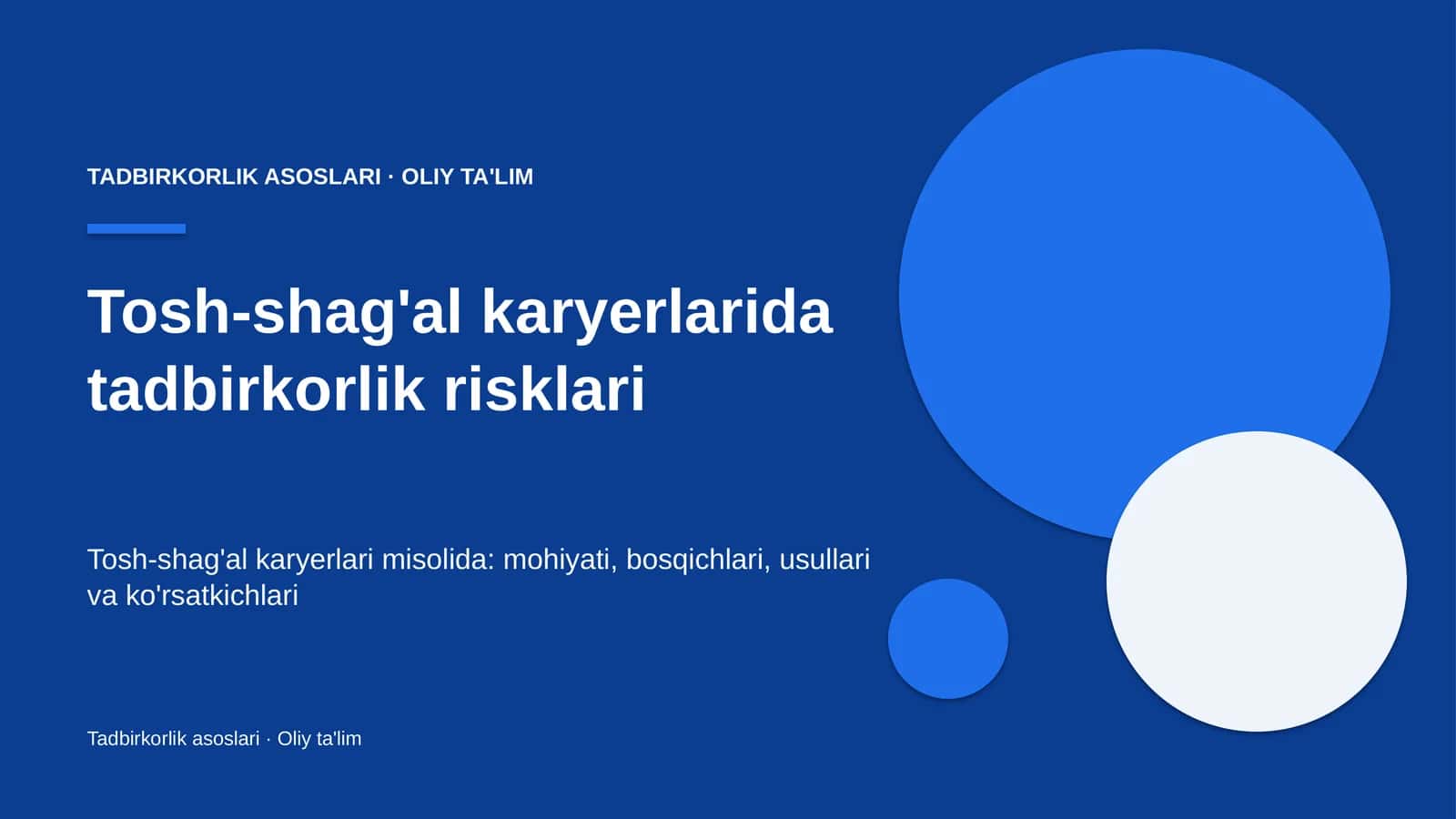 tosh shag'al karyerlarida tadbirkorlik risklari 6313
