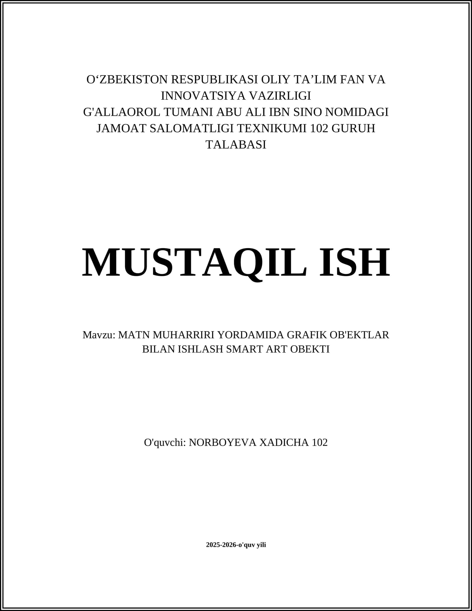 MATN MUHARRIRI YORDAMIDA GRAFIK OB'EKTLAR BILAN ISHLASH SMART ART OBEKTI