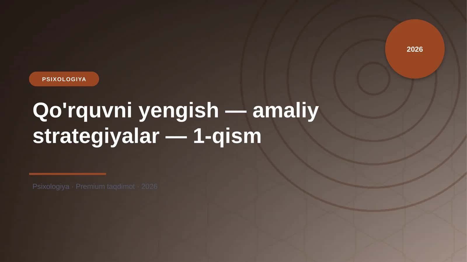 Qo'rquvni yengish — amaliy strategiyalar — 1-qism