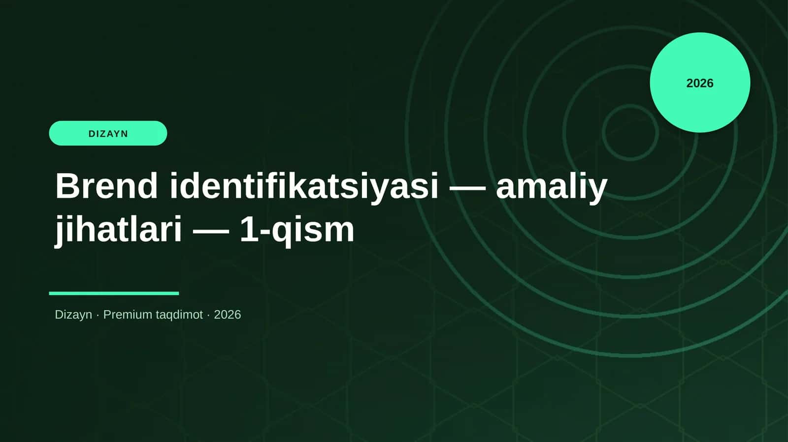Brend identifikatsiyasi — amaliy jihatlari — 1-qism