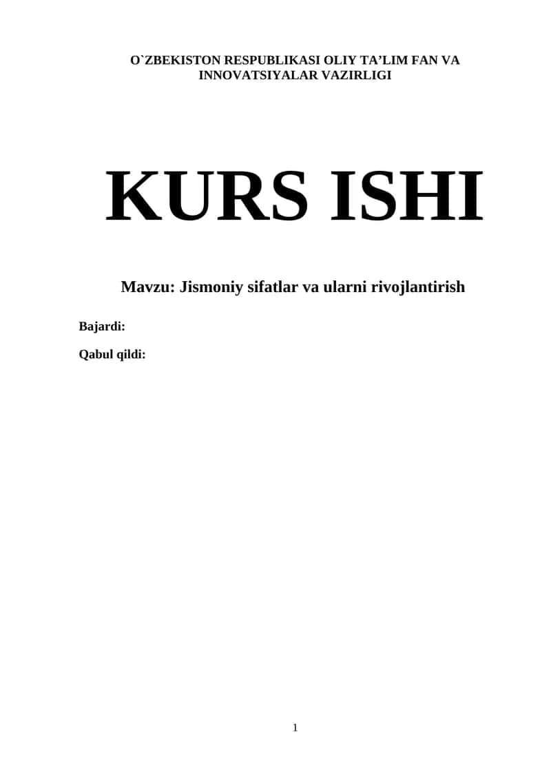 Jismoniy sifatlar va ularni rivojlantirish