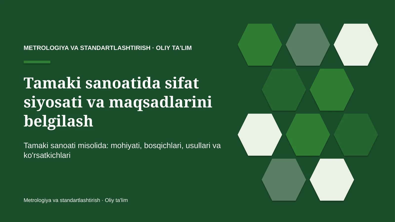 tamaki sanoatida sifat siyosati va maqsadlarini belgilash 8971