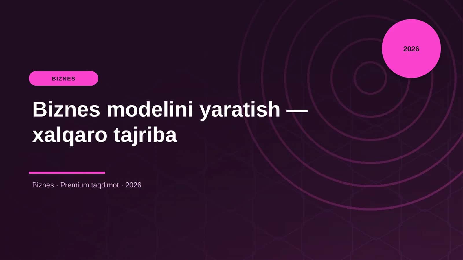 Biznes modelini yaratish — xalqaro tajriba