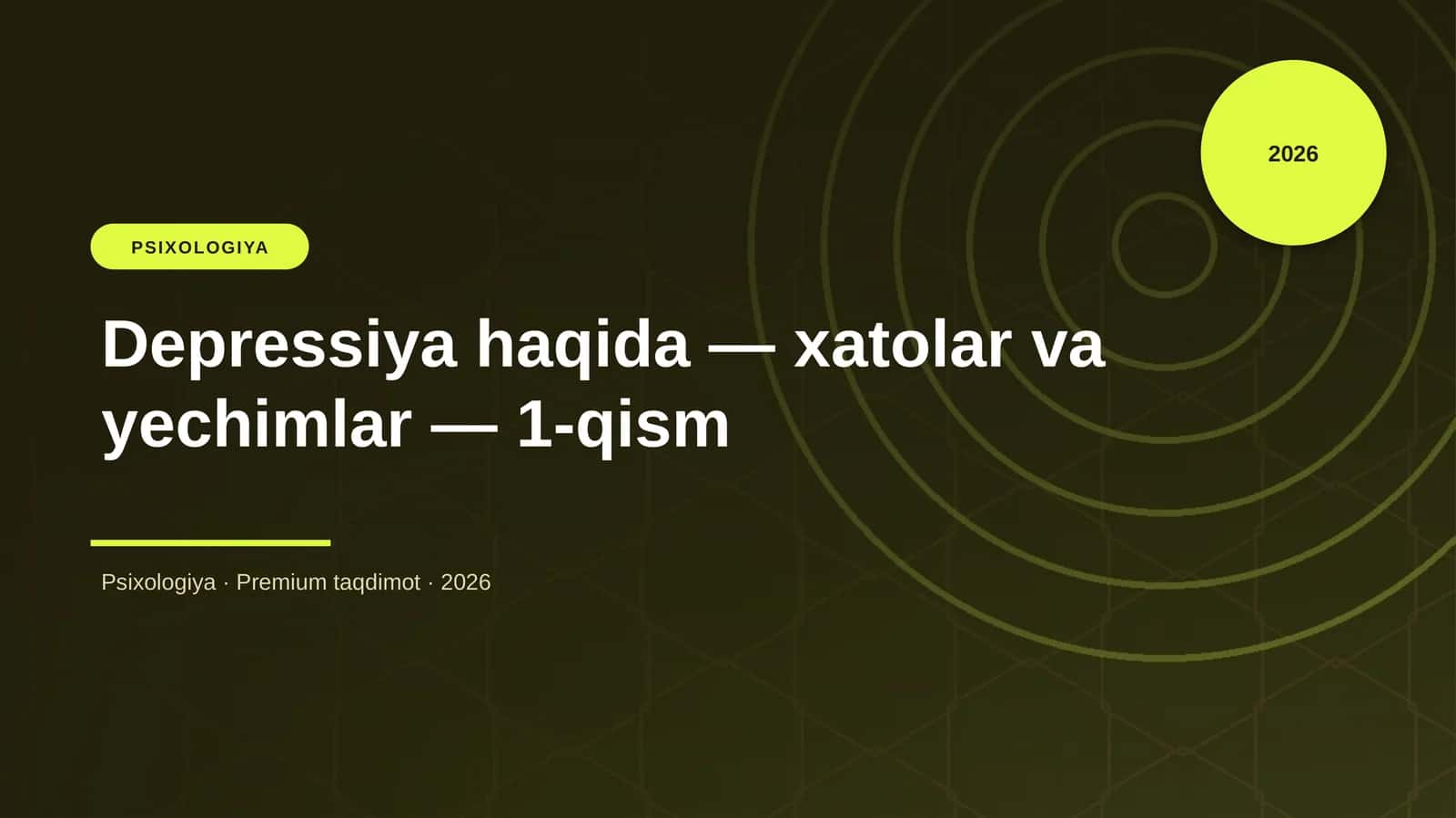 Depressiya haqida — xatolar va yechimlar — 1-qism