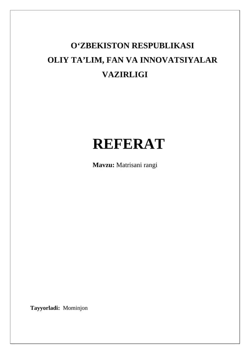 Matrisani ranglari