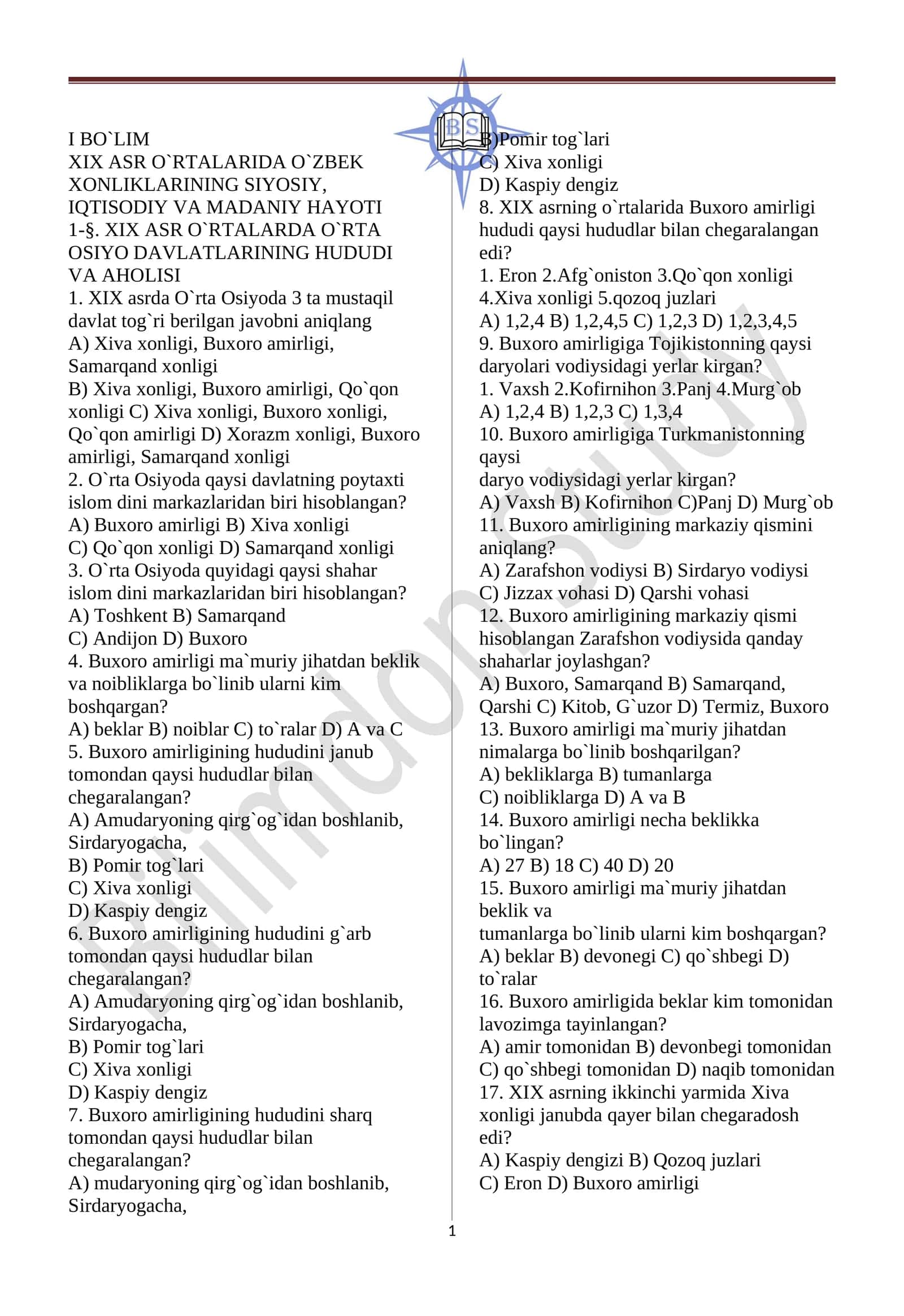 O‘rta Osiyo mustaqil davlatlari