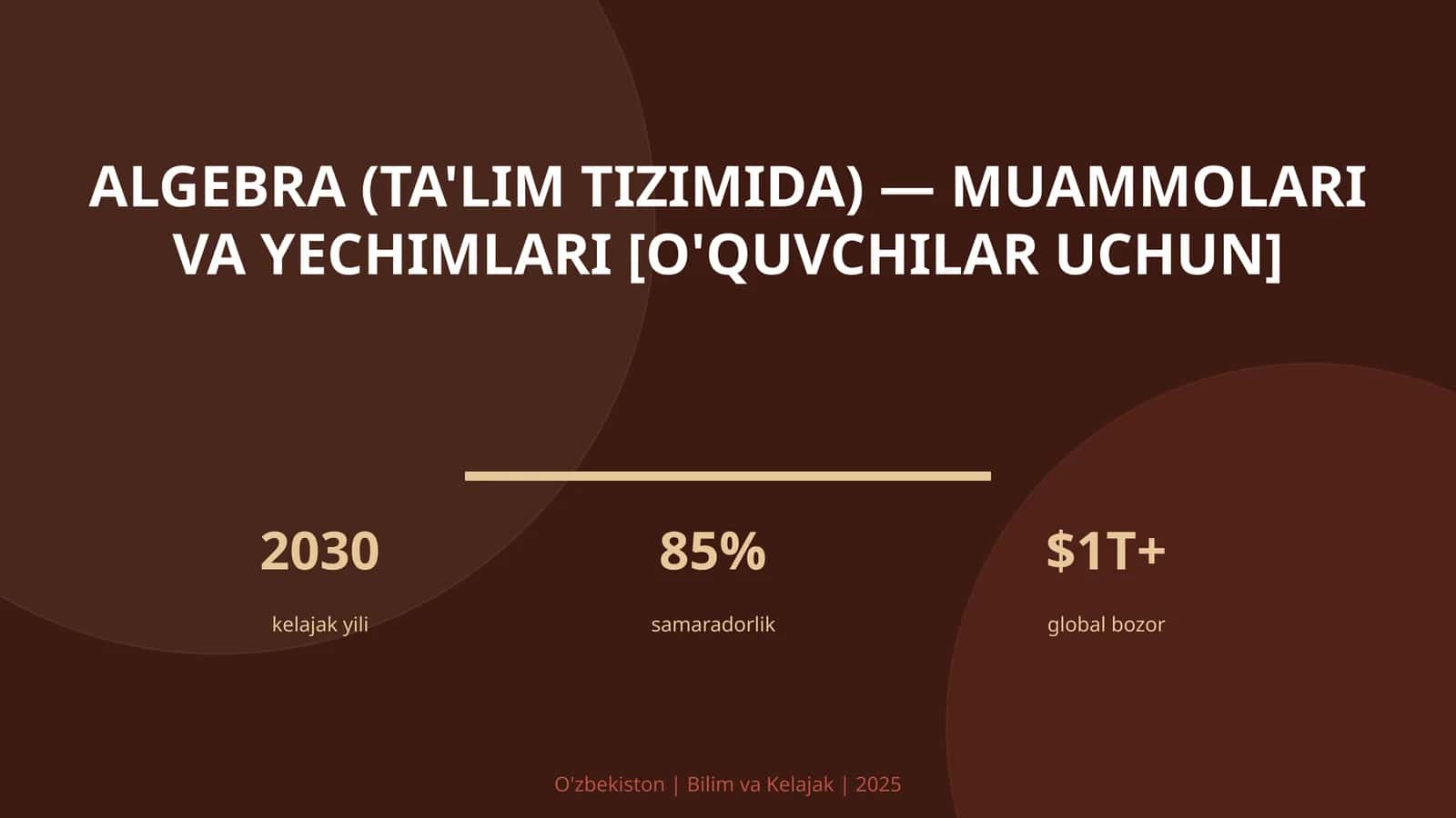 Algebra (TA'LIM TIZIMIDA) — MUAMMOLARI VA YECHIMLARI [O'QUVCHILAR UCHUN]