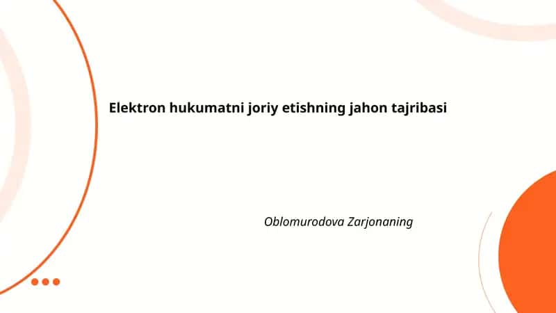 Elektron hukumatni joriy etishning jahon tajribasi