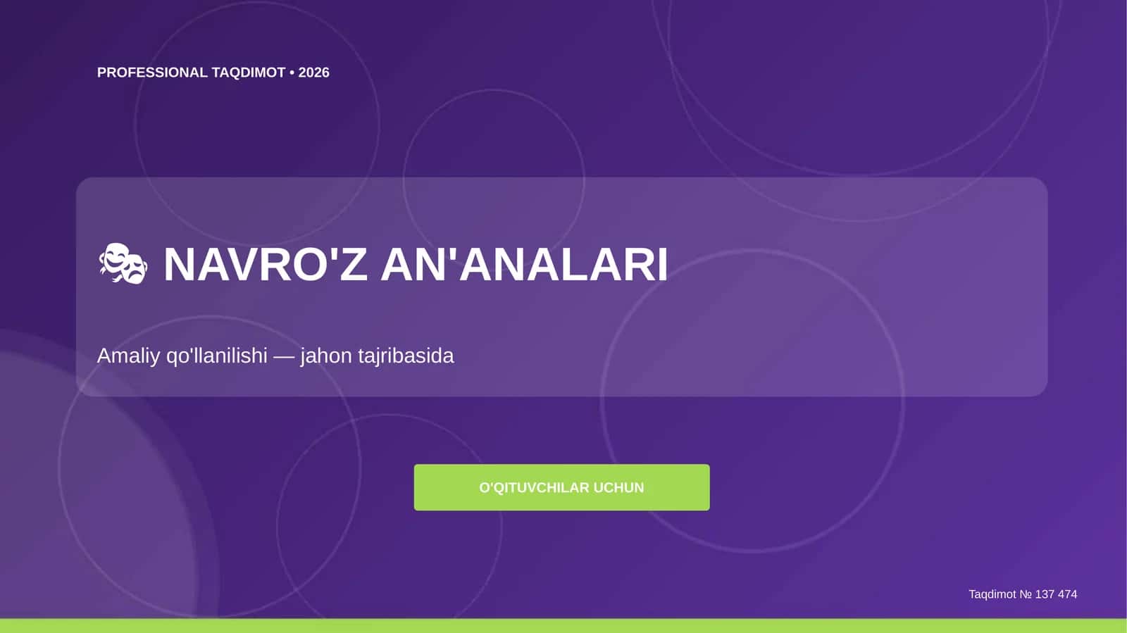 NAVRO'Z AN'ANALARI Amaliy qo'llanilishi