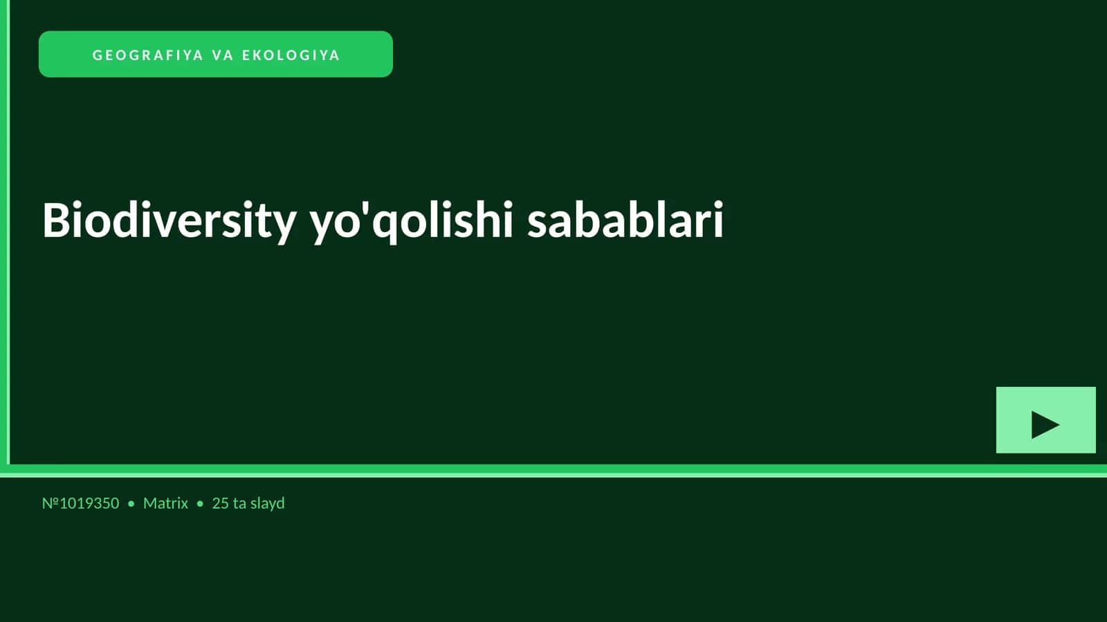 Biodiversity yo'qolishi sabablari