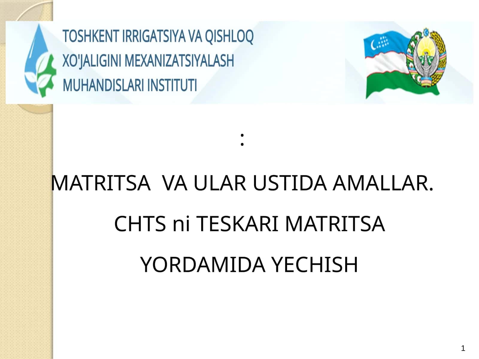 MATRITSA VA ULAR USTIDA AMALLAR