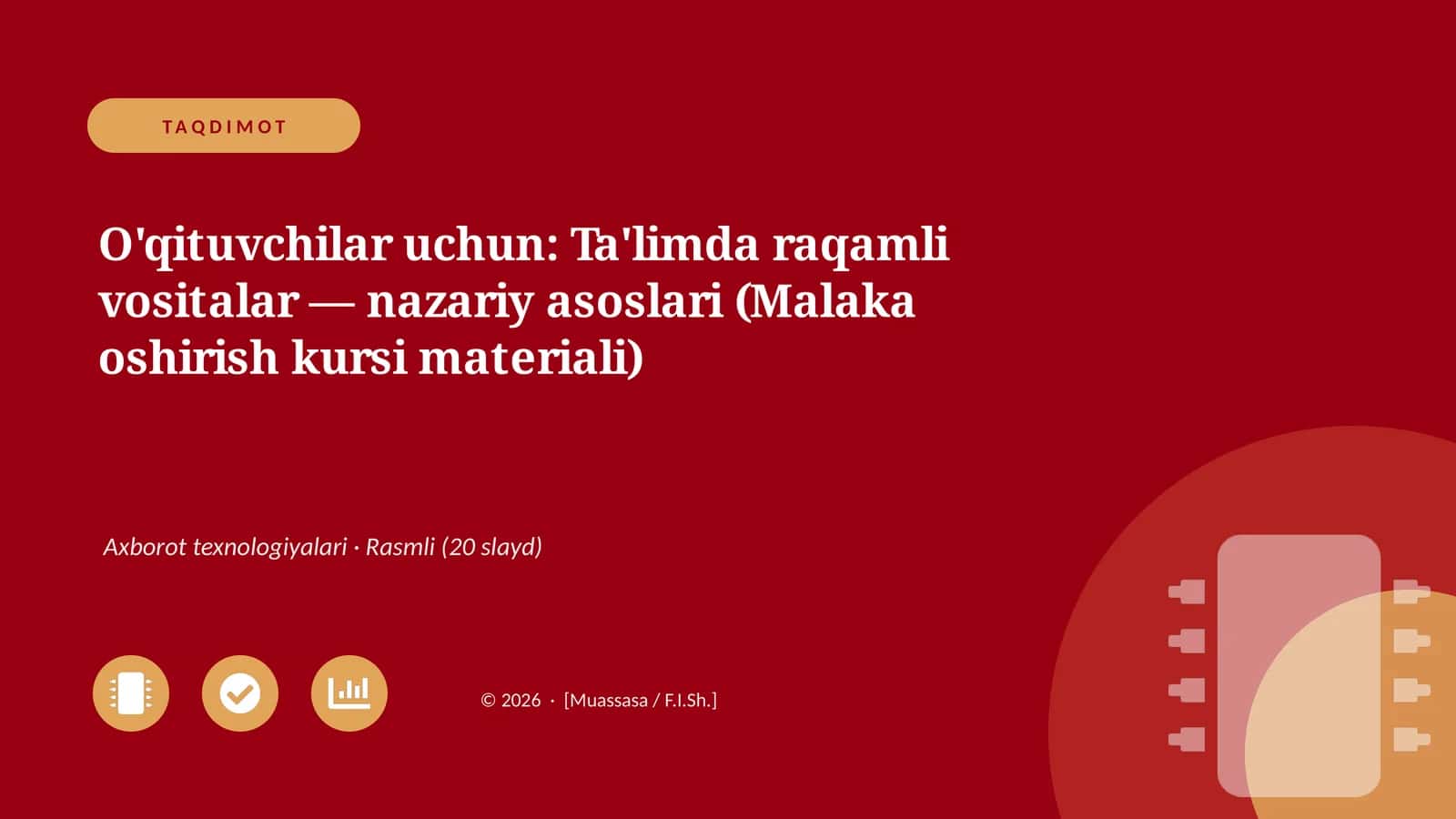 Ta'limda raqamli vositalar — nazariy asoslari (Malaka oshirish kursi materiali)