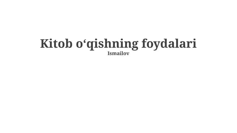 O'qishning foydalari
