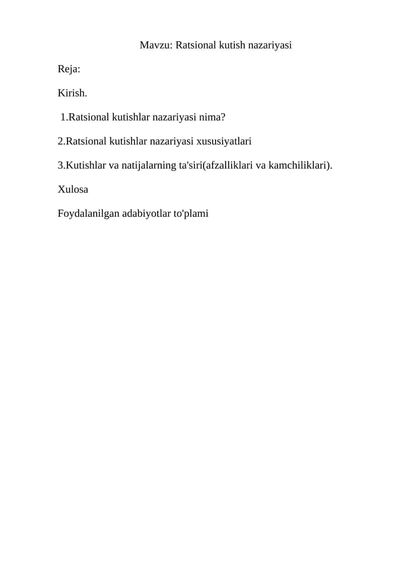 Ratsional kutish nazariyasi