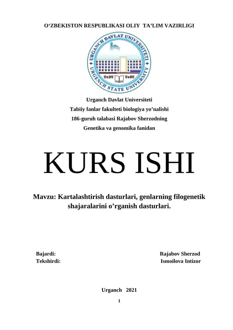 Kartalashtirish dasturlari, genlarning filogenetik shajaralarini o’rganish dasturlari