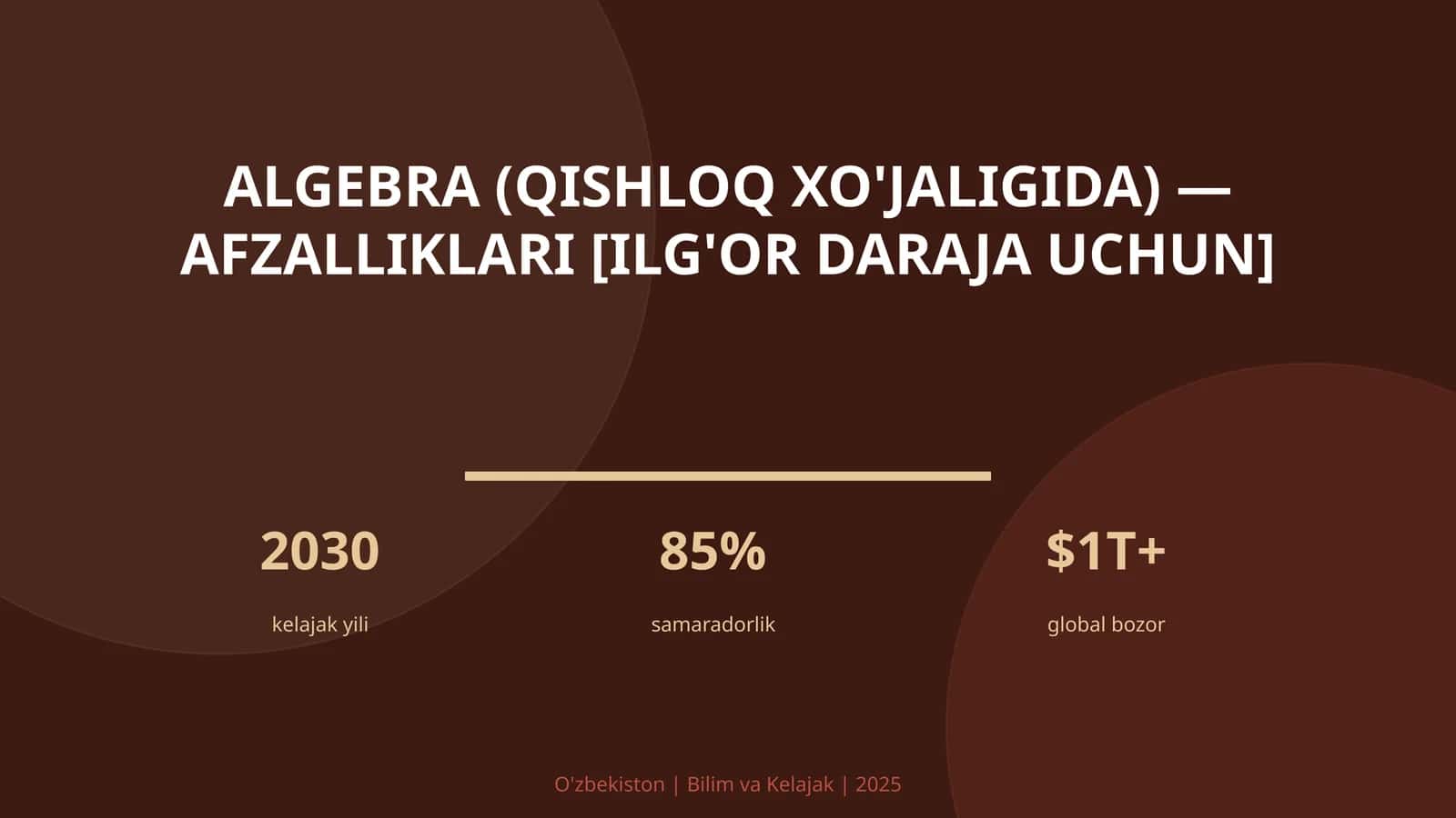 Algebra (qishloq xo'jaligida) — afzalliklari [ilg'or daraja uchun]