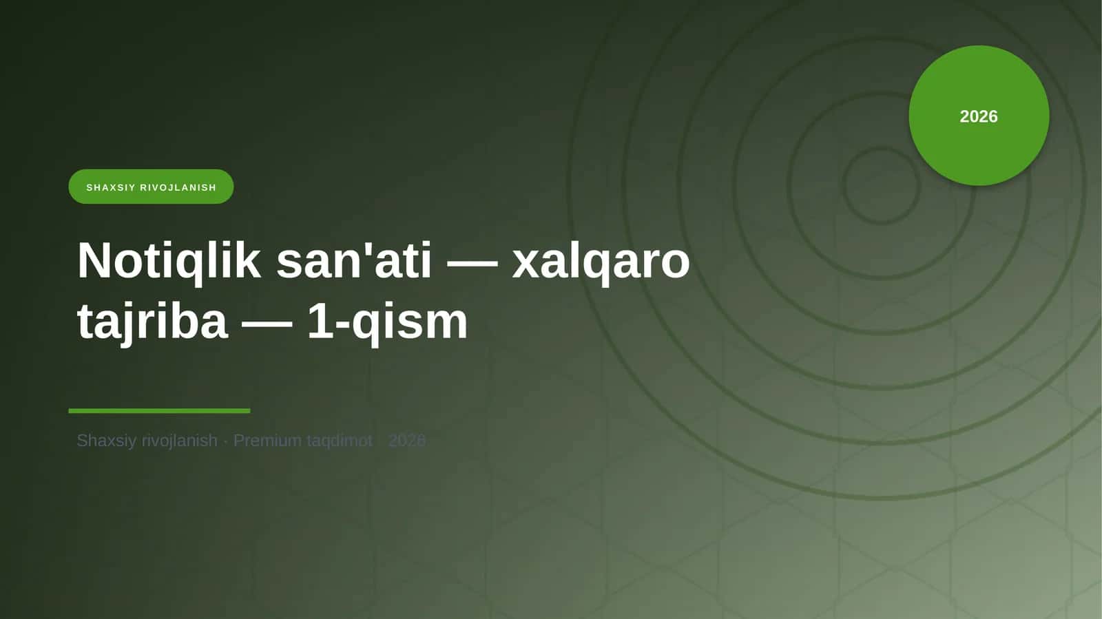 Notiqlik san'ati — xalqaro tajriba — 1-qism