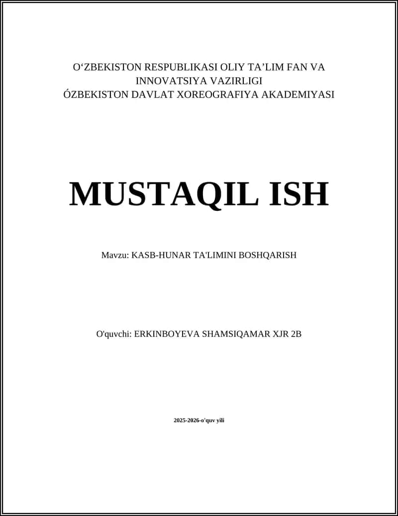 Kasb-hunar ta'limini boshqarish