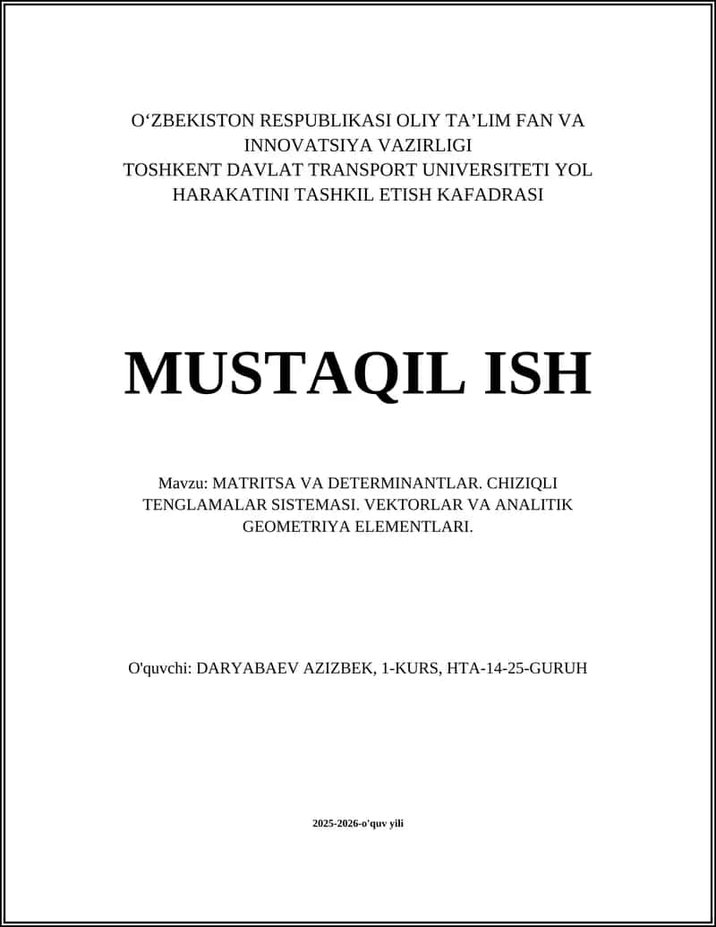 Matritsa va Determinantlar