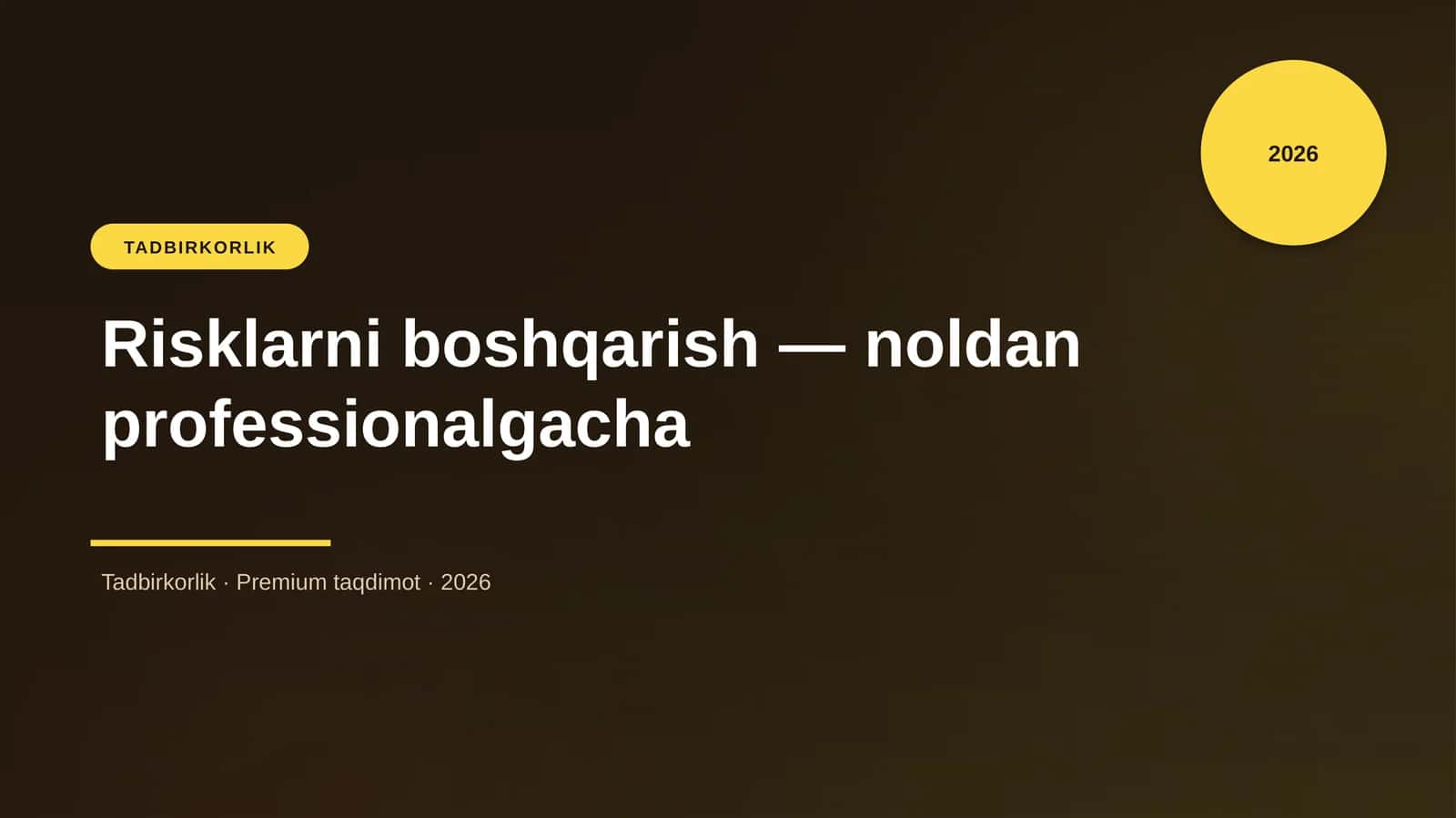Risklarni boshqarish — noldan professionalgacha
