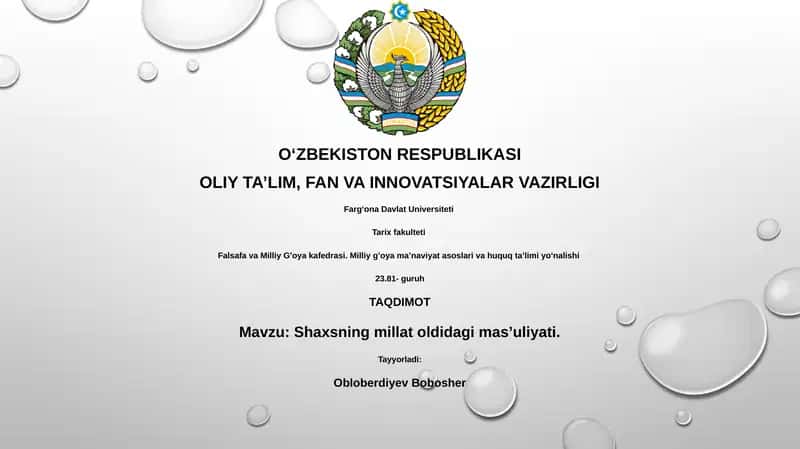 Shaxsning millat oldidagi mas’uliyati