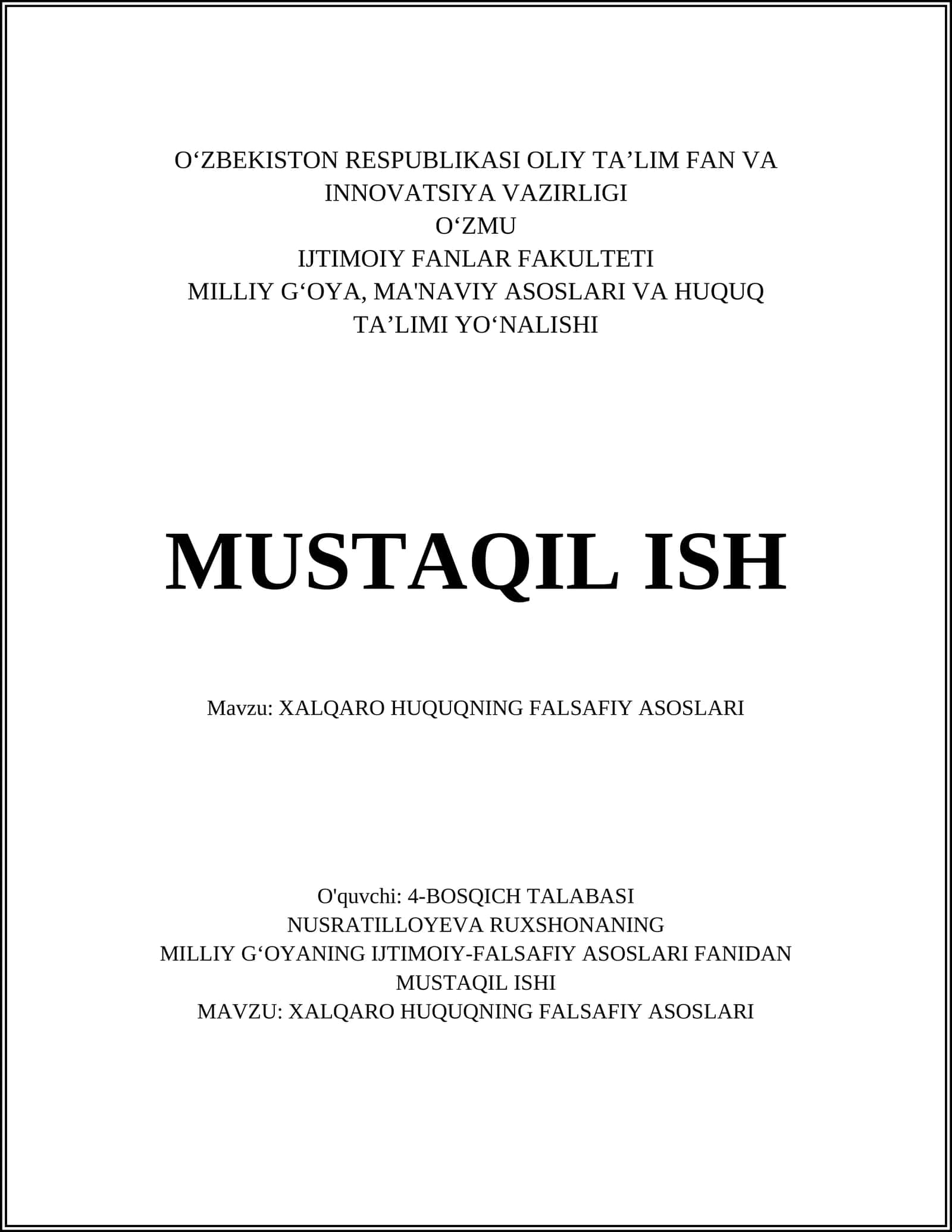 Xalqaro huquqning falsafiy asoslari