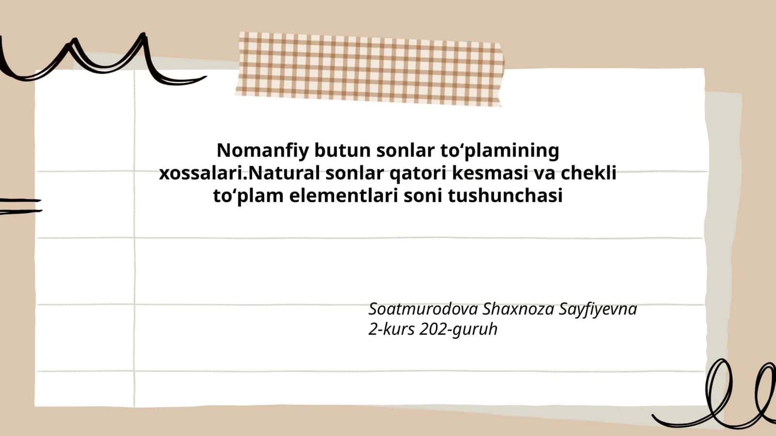 Nomanfiy butun sonlar toʻplamining xossalari