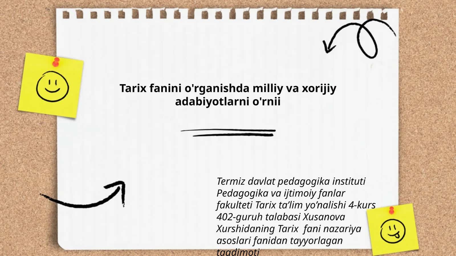 Tarix fanini o'rganishda milliy va xorijiy adabiyotlarni o'rnii