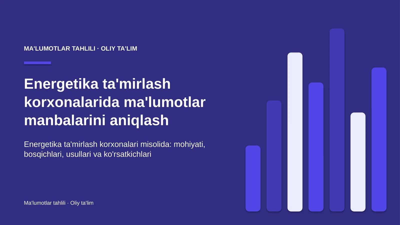 Energetika ta'mirlash korxonalarida ma'lumotlar manbalarini aniqlash