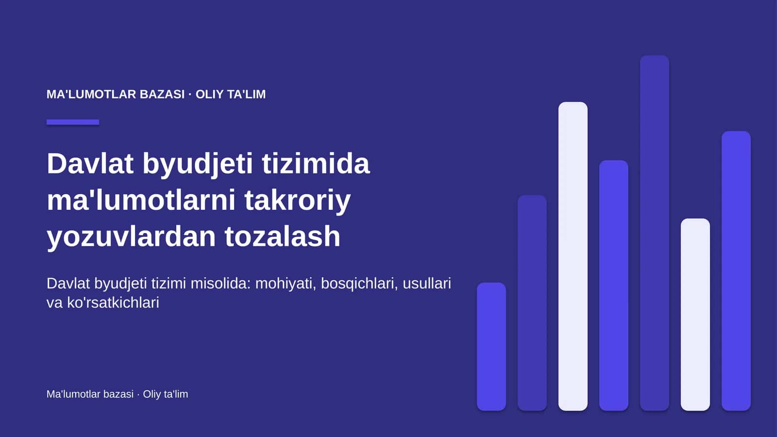 Davlat byudjeti tizimida ma'lumotlarni takroriy yozuvlardan tozalash