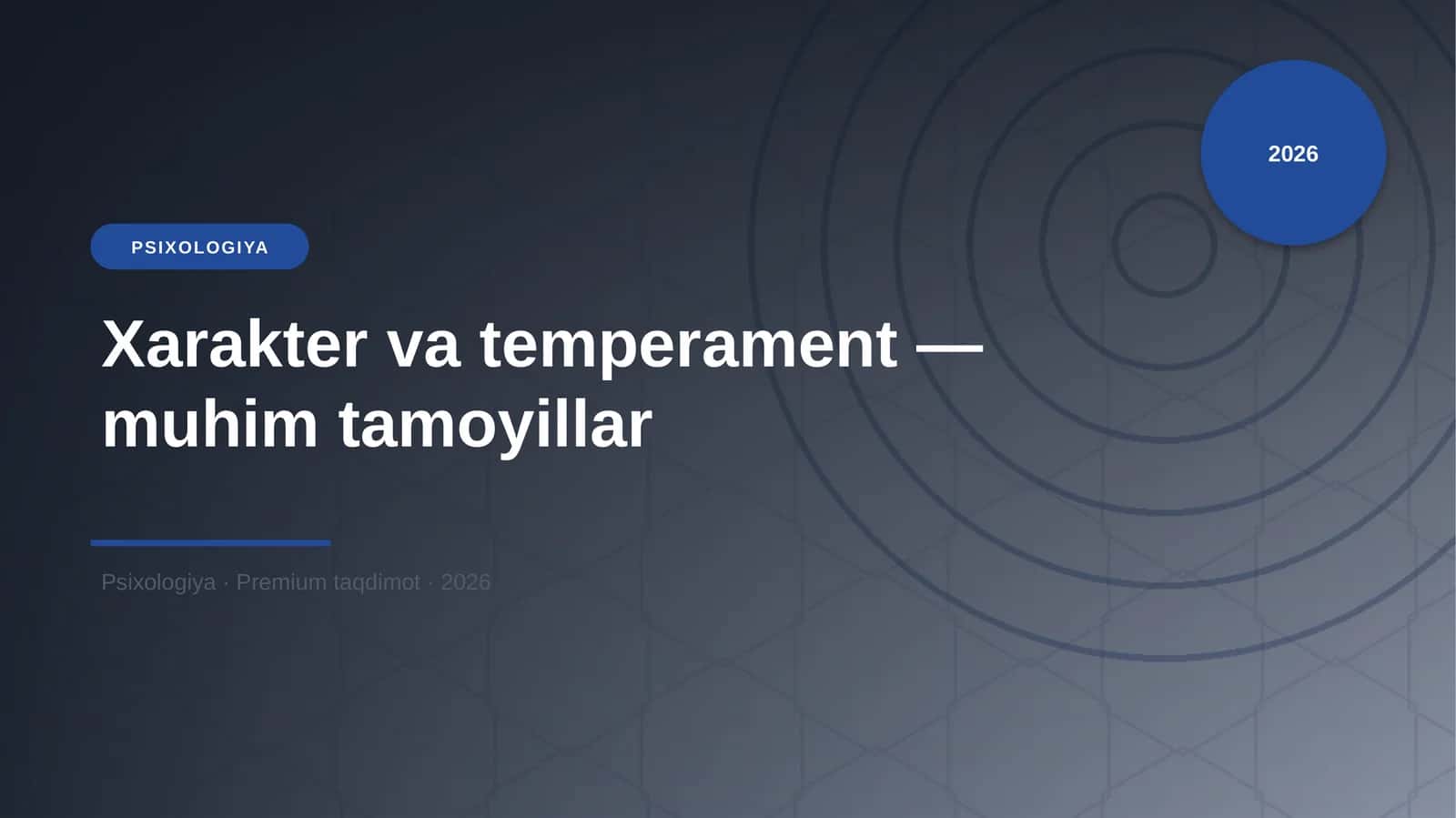 Xarakter va temperament — muhim tamoyillar