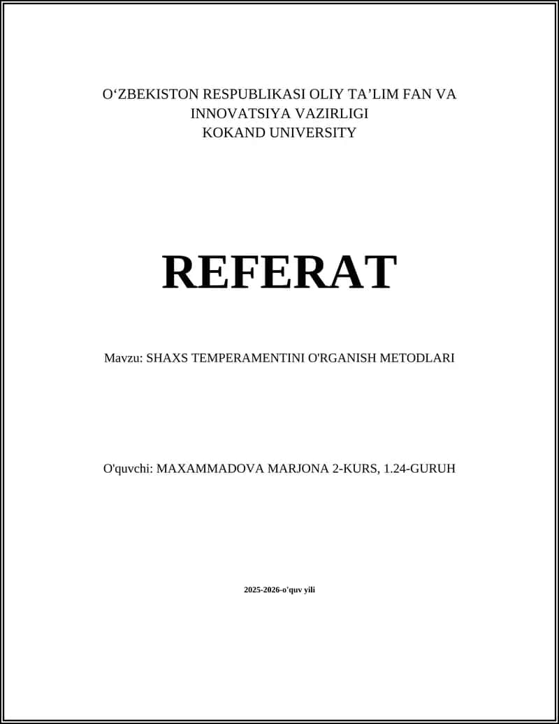 Temperamentni kuzatish usullari va texnikalari