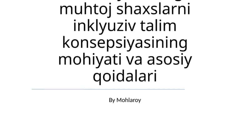 Inklyuziv talim konsepsiyasi