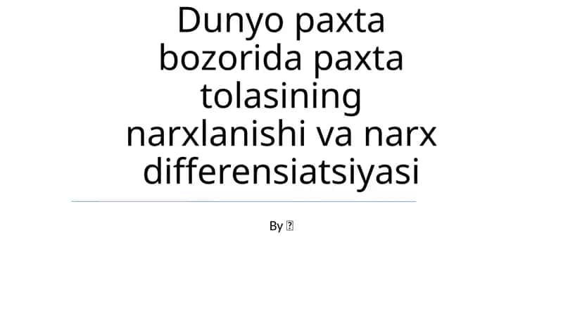 Paxta to'lasi narxi