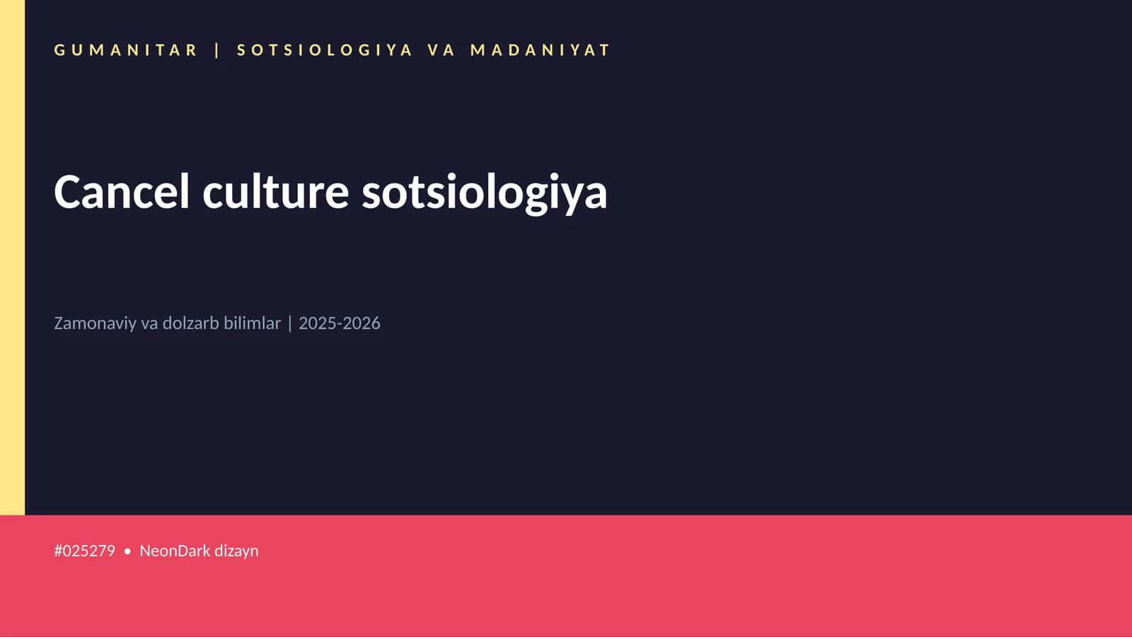 Mavzuga Kirish — Cancel culture sotsiologiya