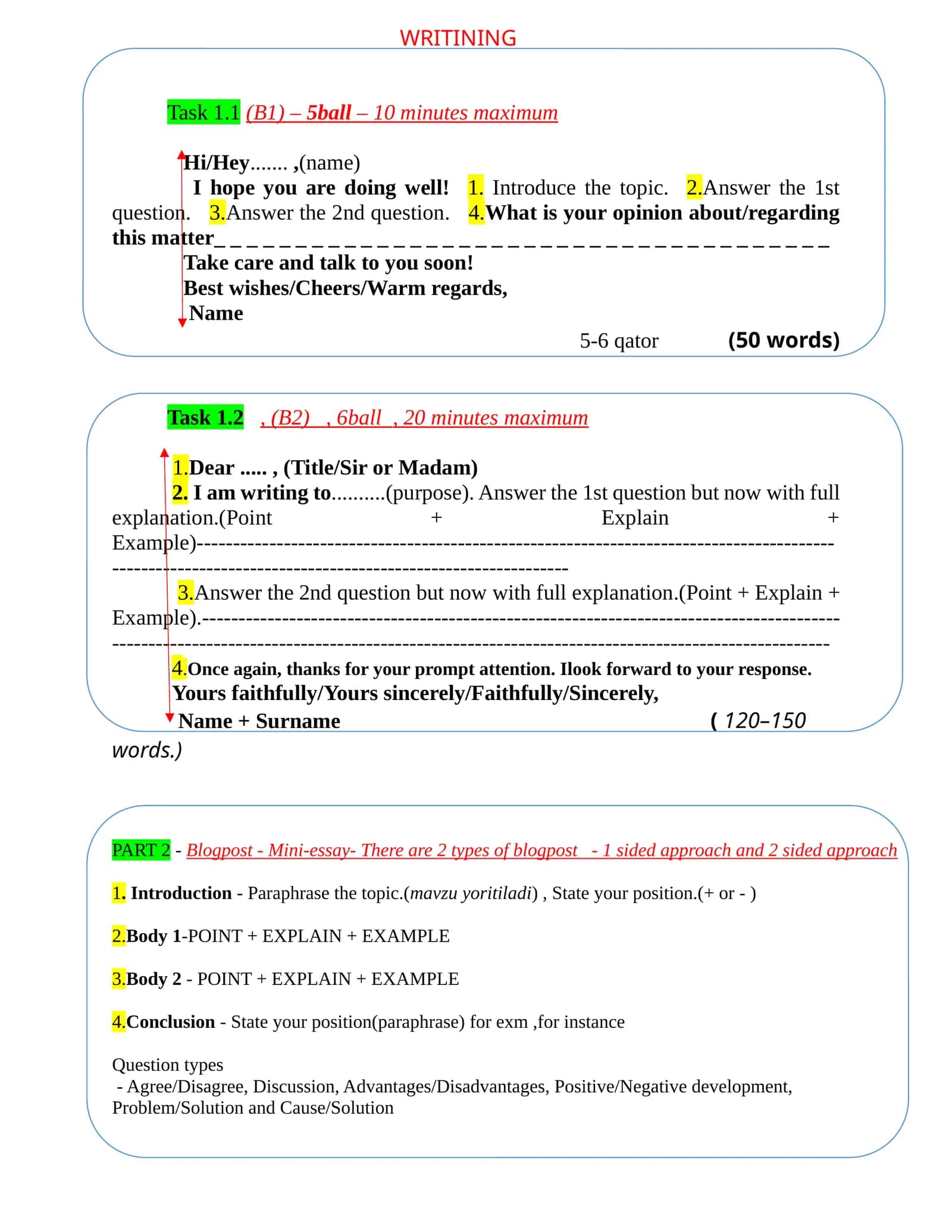 WRITINING huntings 2026 yozishda shablon va strukturalari
