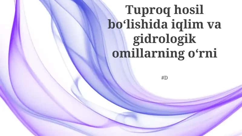 Tuproq hosil boʻlishida iqlim va gidrologik omillarning oʻrni
