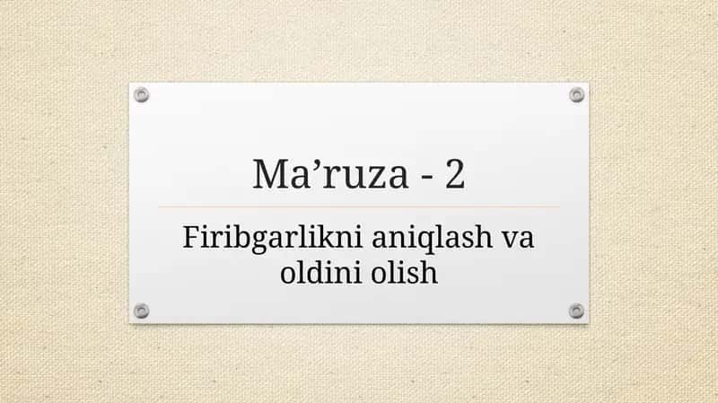 Firibgarliknianiqlashvaoldiniolish