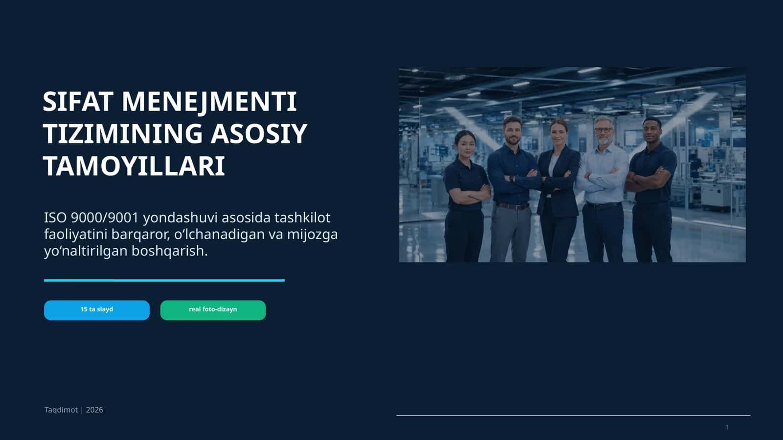 SIFAT MENEJMENTI TIZIMINING ASOSIY TAMOYILLARI