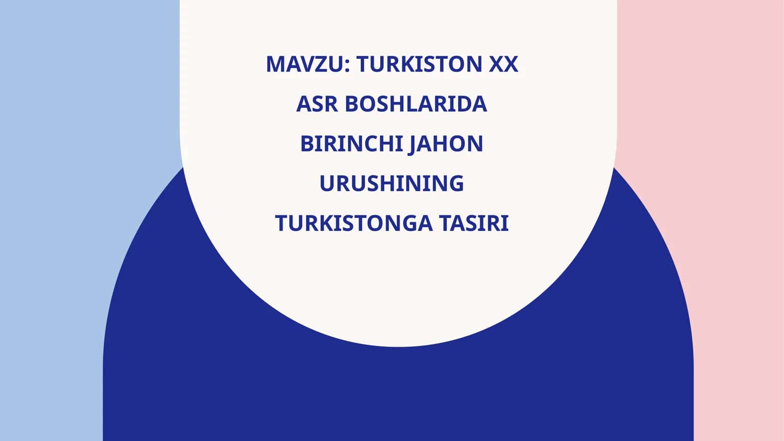 Turkiston XX ASR BOSHLARIDA BIRINCHI JAHON URUSHINING TURKISTONGA TASIRI