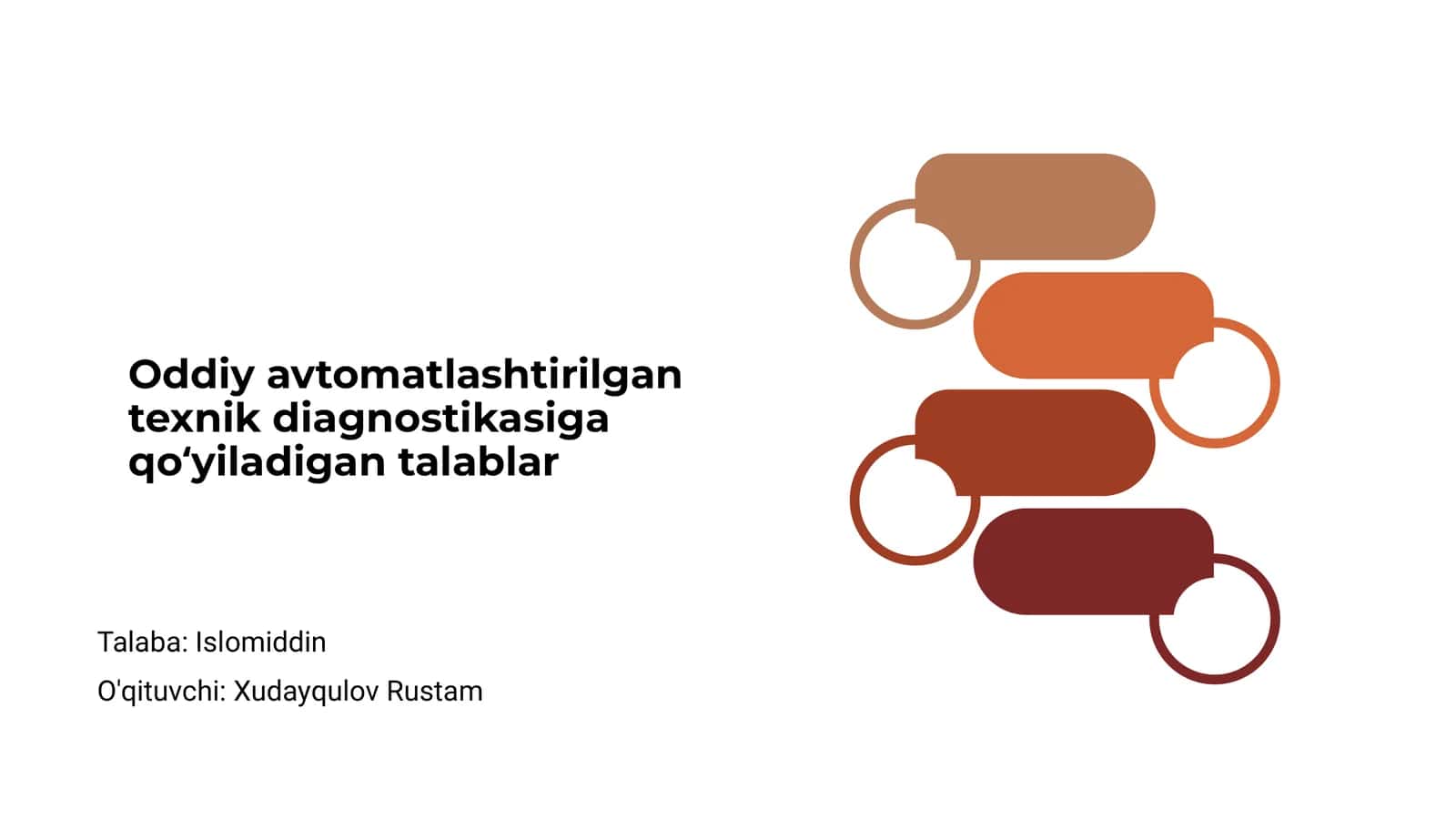 Oddiy avtomatlashtirilgan texnik diagnostikasiga qo‘yiladigan talablar