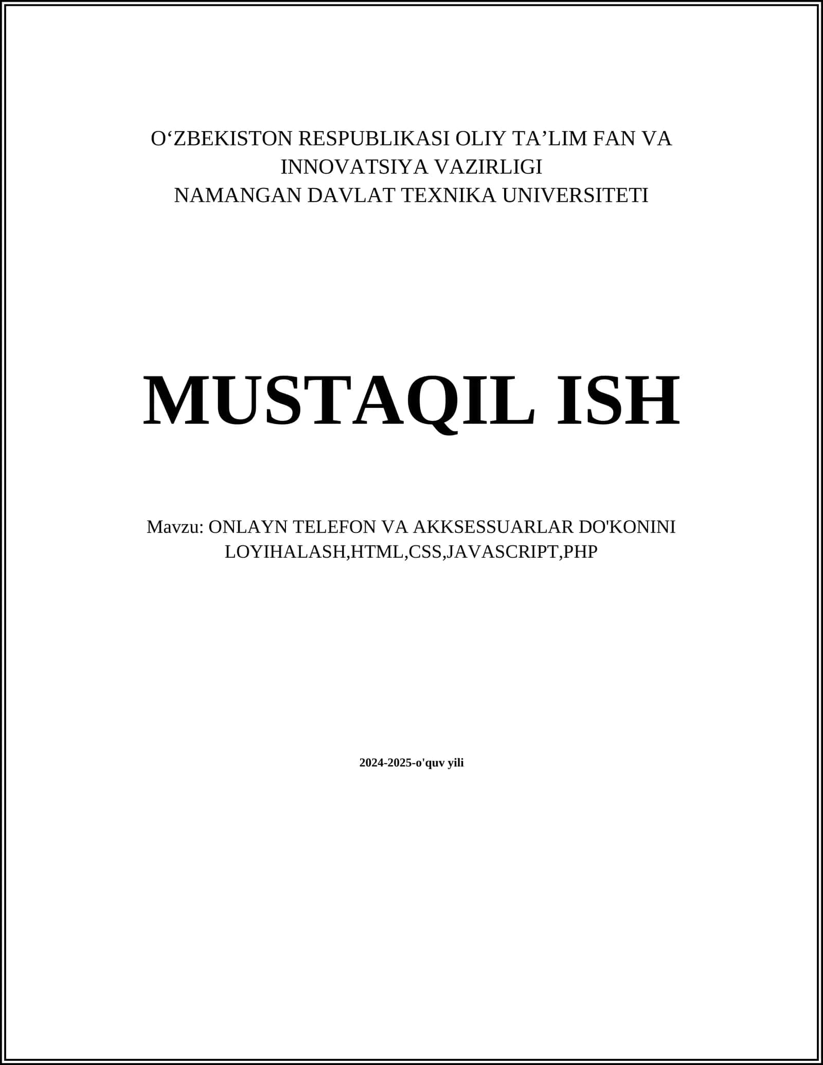 Onlayn telefon va akksessuarlar do'koni loyihalash