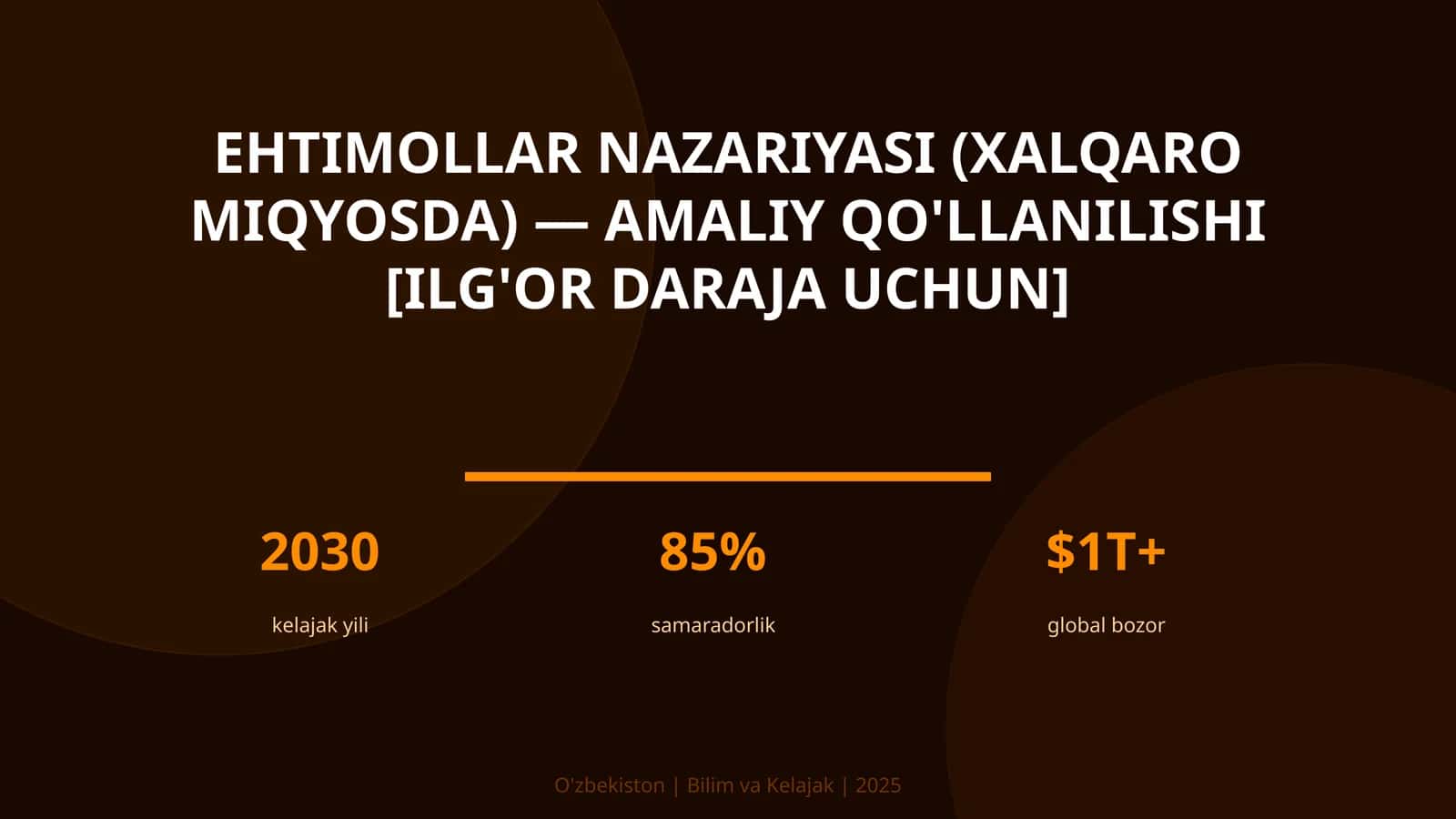 Ehtimollar nazariyasi (xalqaro miqyosda) — amaliy qo'llanilishi [ilg'or daraja uchun]