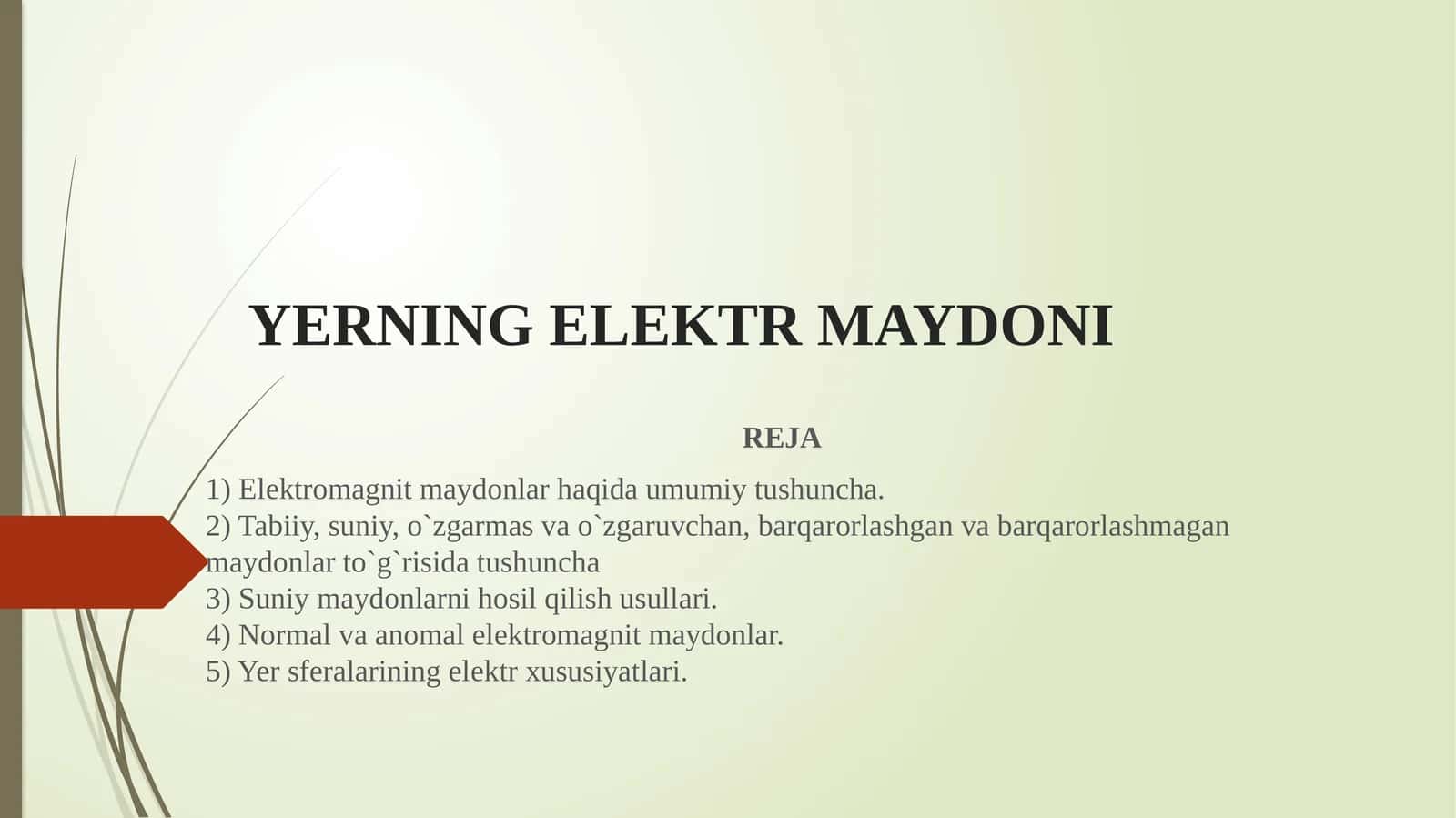 YERNING ELЕKTR MAYDONI