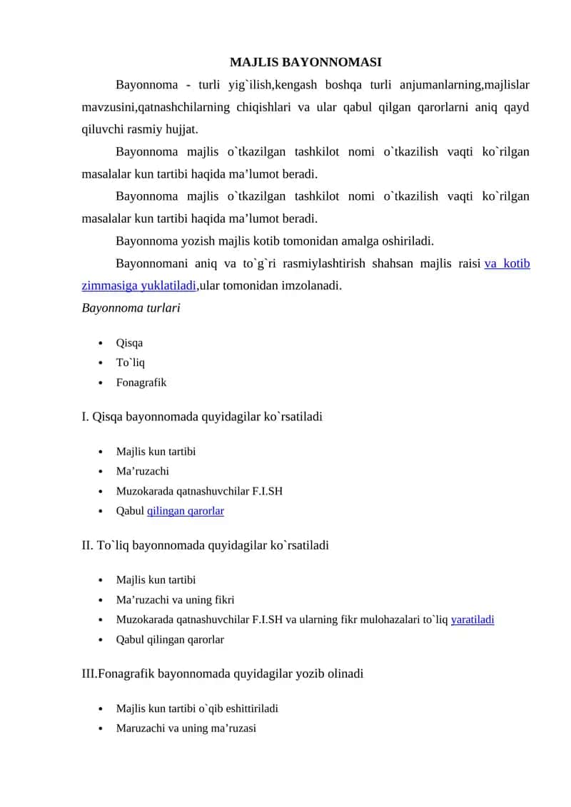 Bayonnoma tuzish haqida 1