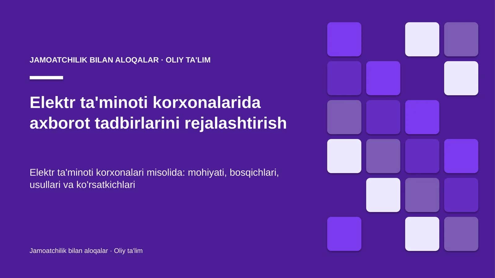 elektr ta'minoti korxonalarida axborot tadbirlarini rejalashtirish 7384