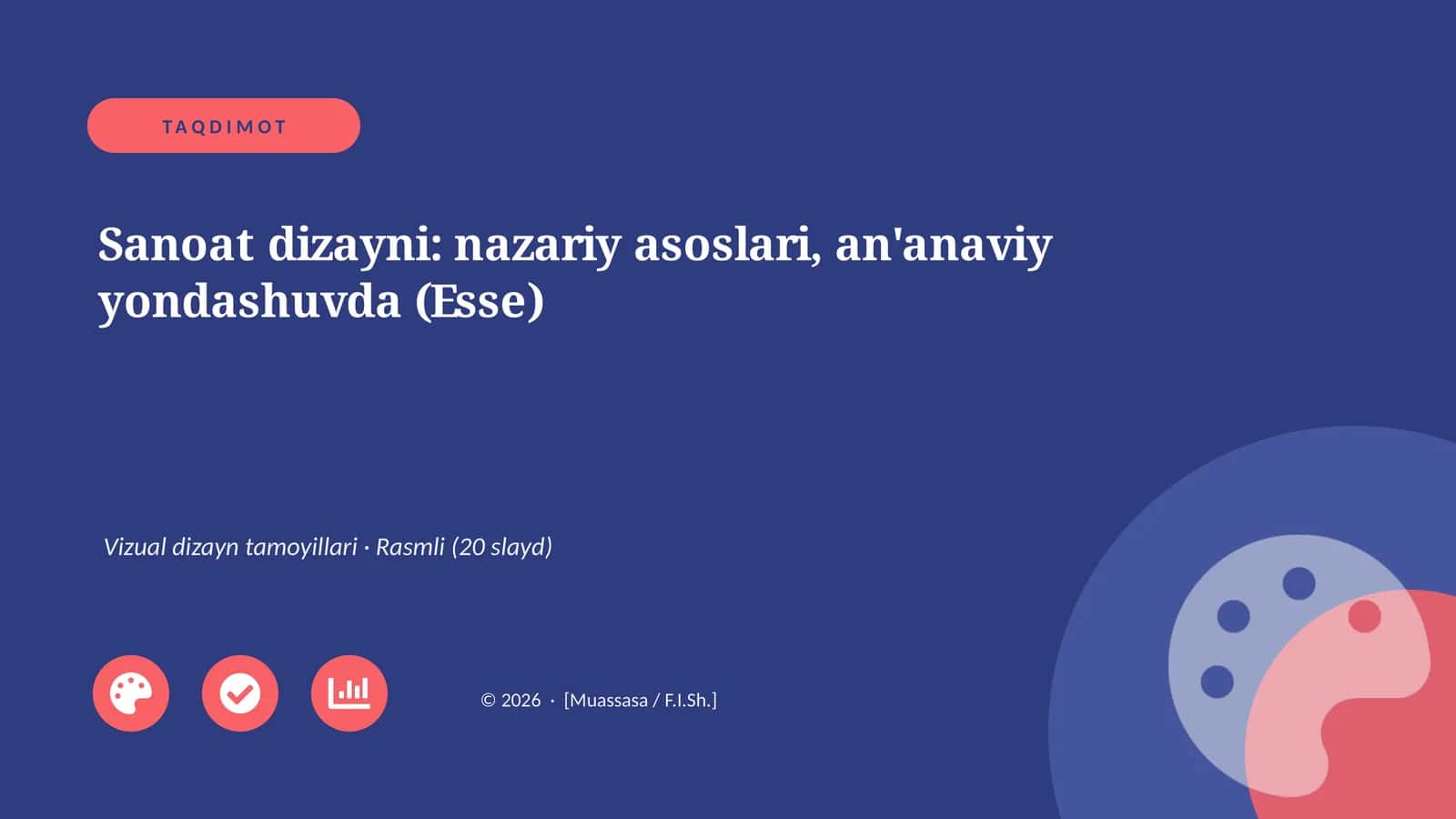Sanoat dizayni: nazariy asoslari, an'anaviy yondashuvda (Esse)
