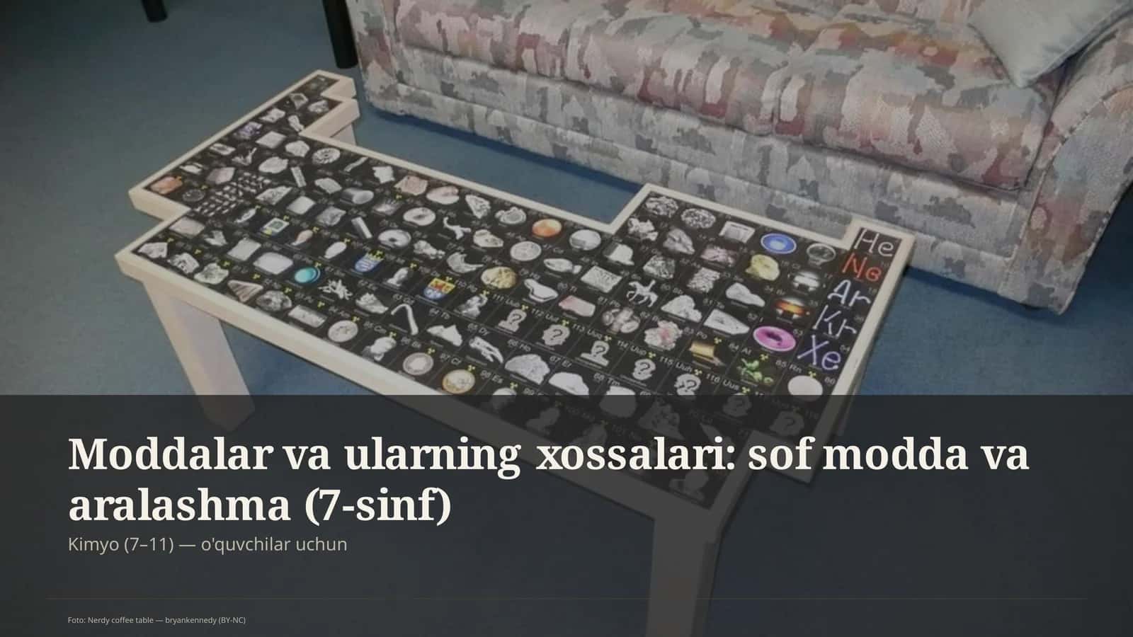 Moddalar va ularning xossalari: sof modda va aralashma (7-sinf) Kimyo